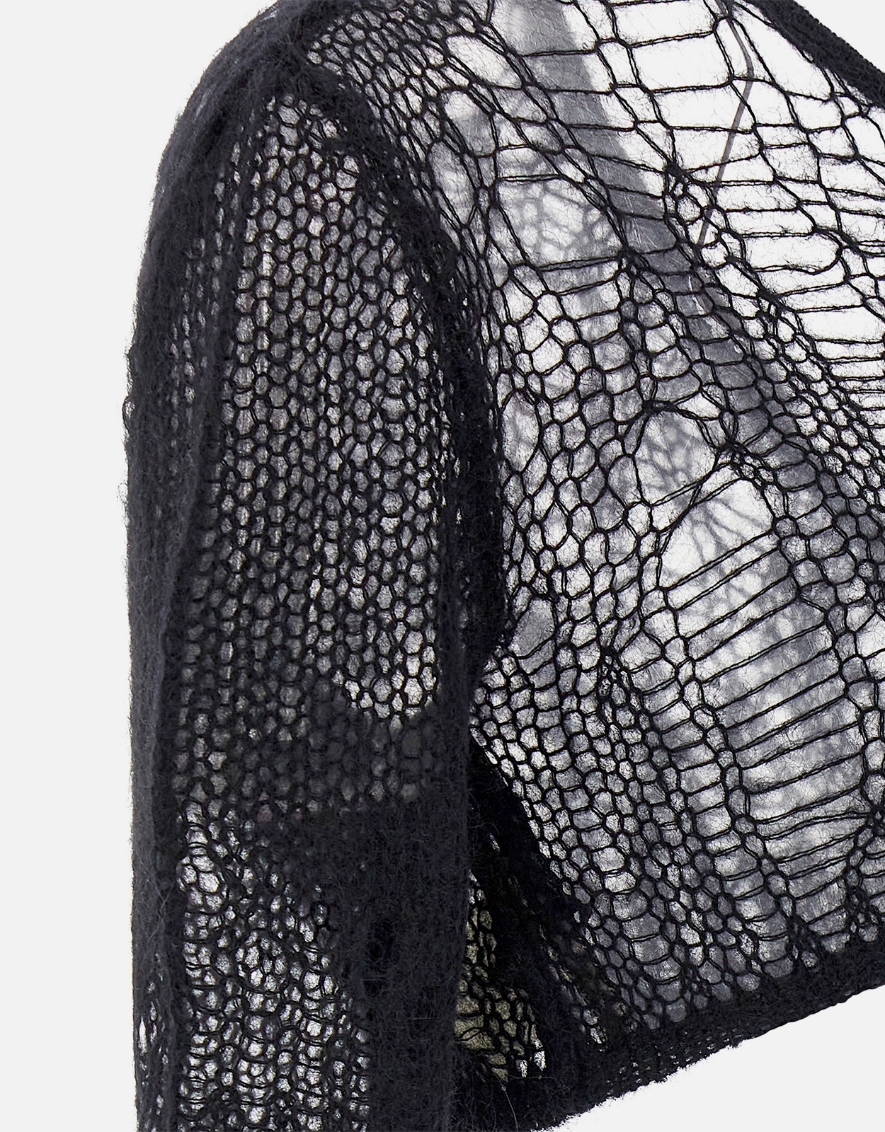 Rick Owens Spider Ziggy Mohair Blend One-Shoulder Long Sleeve Top