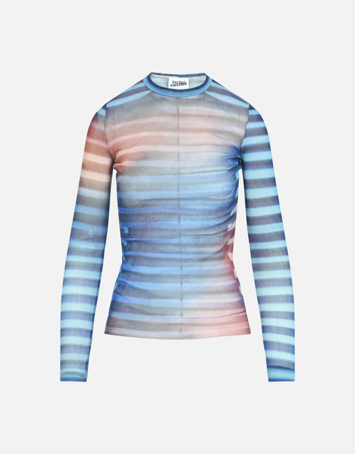 Jean Paul Gaultier メッシュプリントAir長袖トップ (トップス,ロング