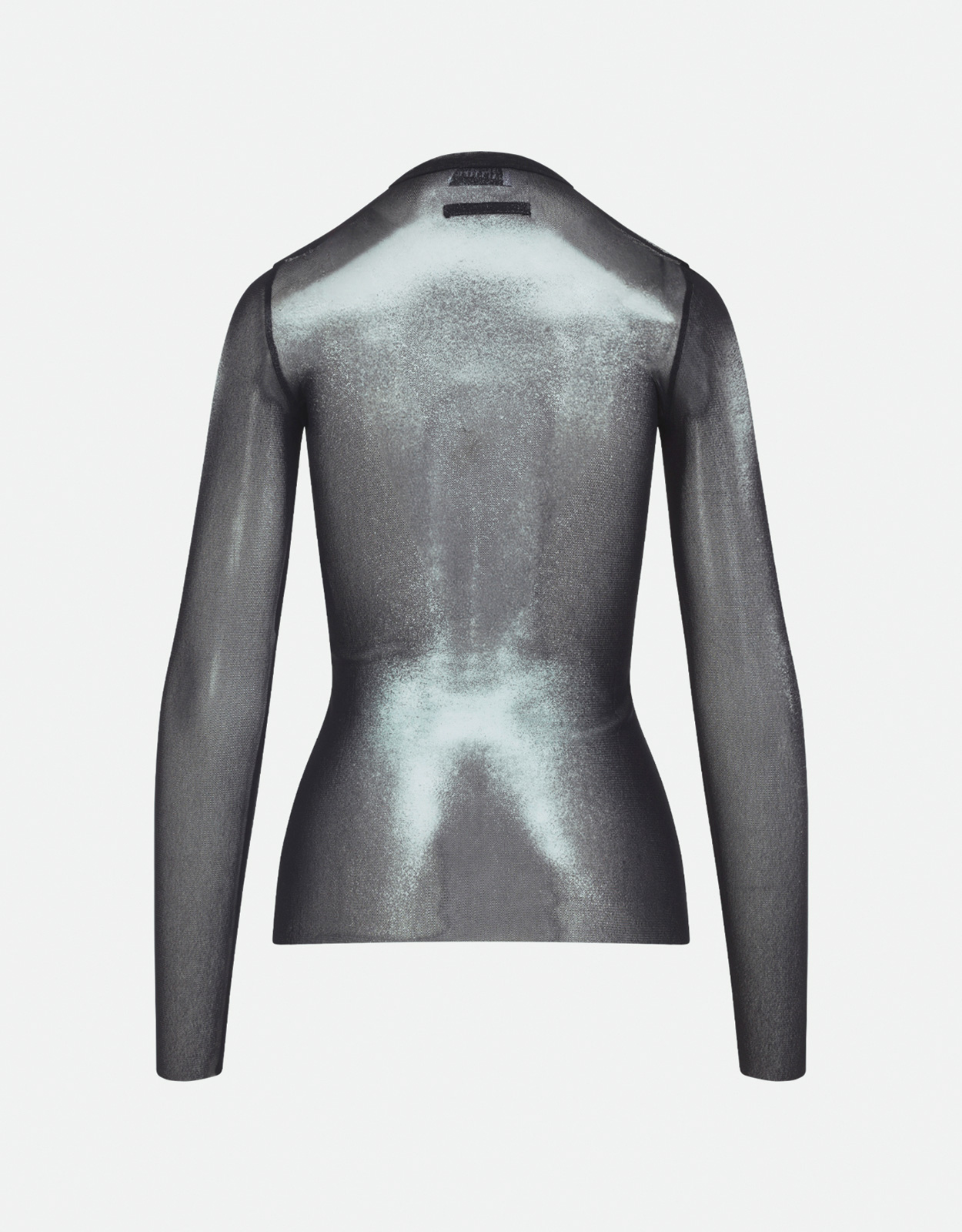 Jean Paul Gaultier Silver Polyamide Printed Long Sleeve Top (Tops
