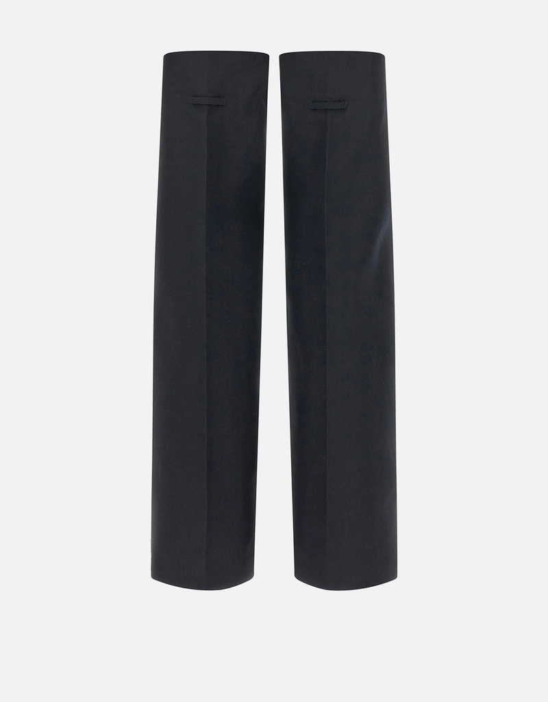 Jean Paul Gaultier Virgin Wool Blend Logo Patch Wide Leg Gaiter