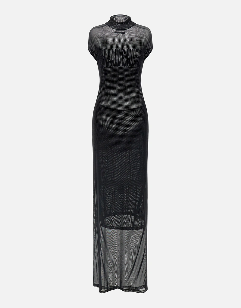 tule midi dress Amal Ruffle Shoulder Tulle Midi Dress Black