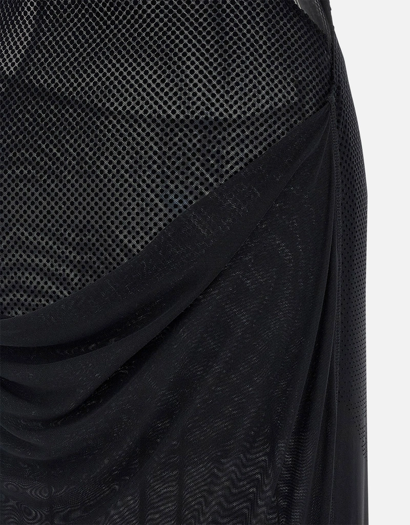 Jean Paul Gaultier フロック加工 セミ透明ストレッチメッシュロング