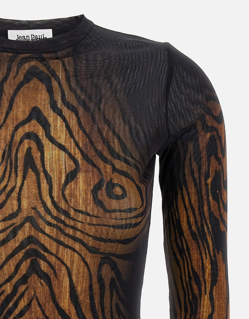 Jean Paul Gaultier ウッドプリントスリムフィットチュールトップ