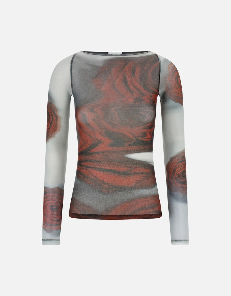 Jean Paul Gaultier ぼかしバラチュールスリムフィットトップ