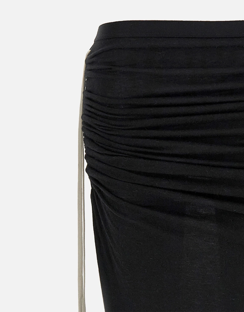 Rick Owens ウール混 サイドドローストリング スリットマキシスカート