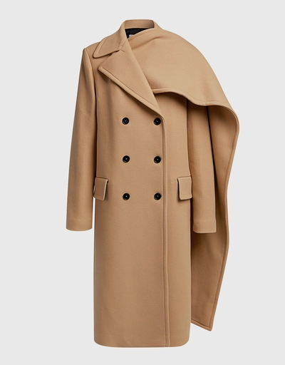 Removable-scarf Wool-blend Coat