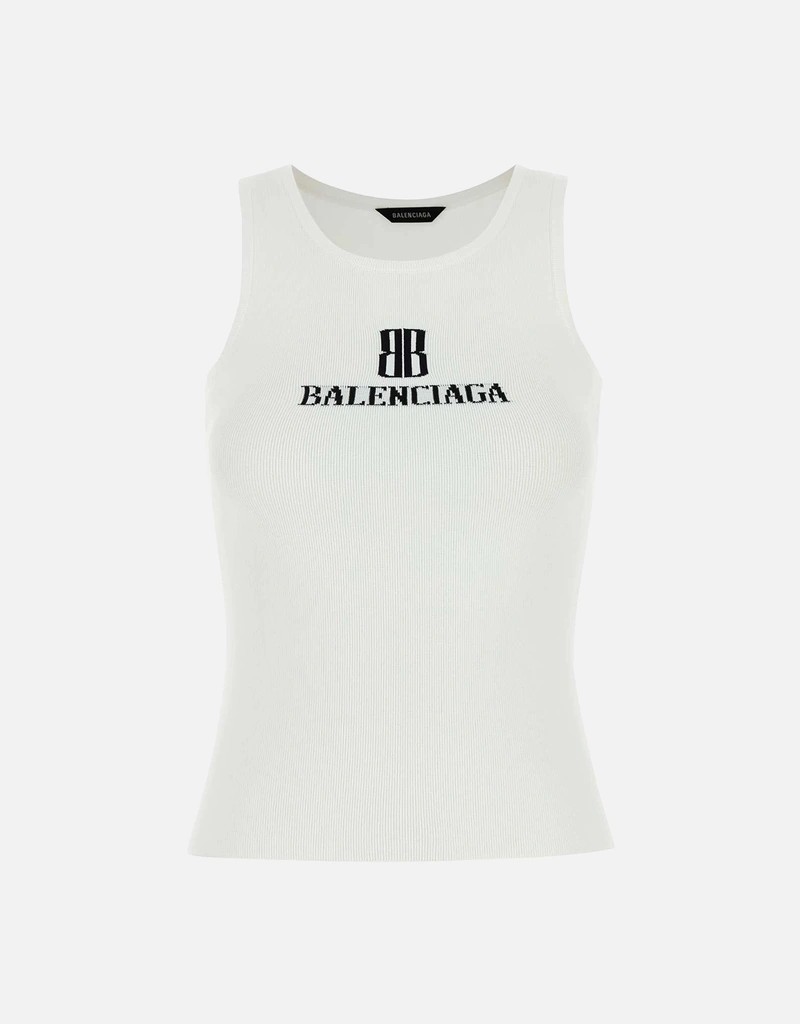 BALENCIAGA タンクトップ Balenciaga ホワイト ビスコース混紡 タンクトップ (トップス) IFCHIC.COM