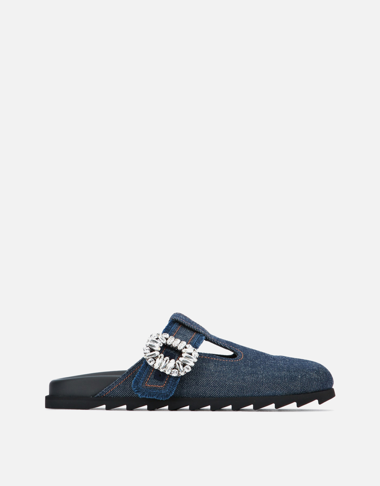 Roger Vivier Slidy Viv' Denim T-Strap Mules - IT 36　ロジェ ヴィヴィエ スライディ ヴィヴ デニム T ストラップ ミュール - IT 36 Roger