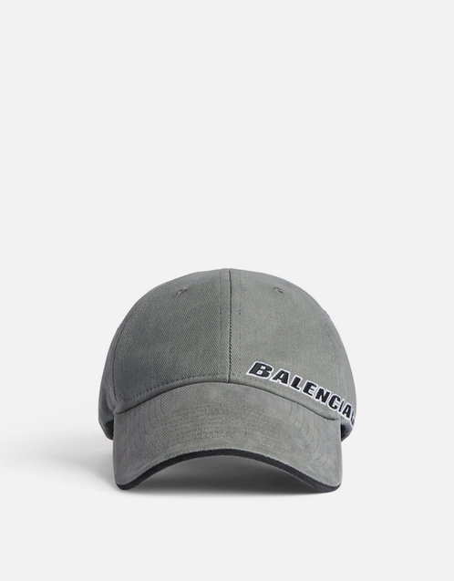 Balenciaga Men's Tilted Typo Cotton Drill Cap (Hats,Caps) IFCHIC.COM