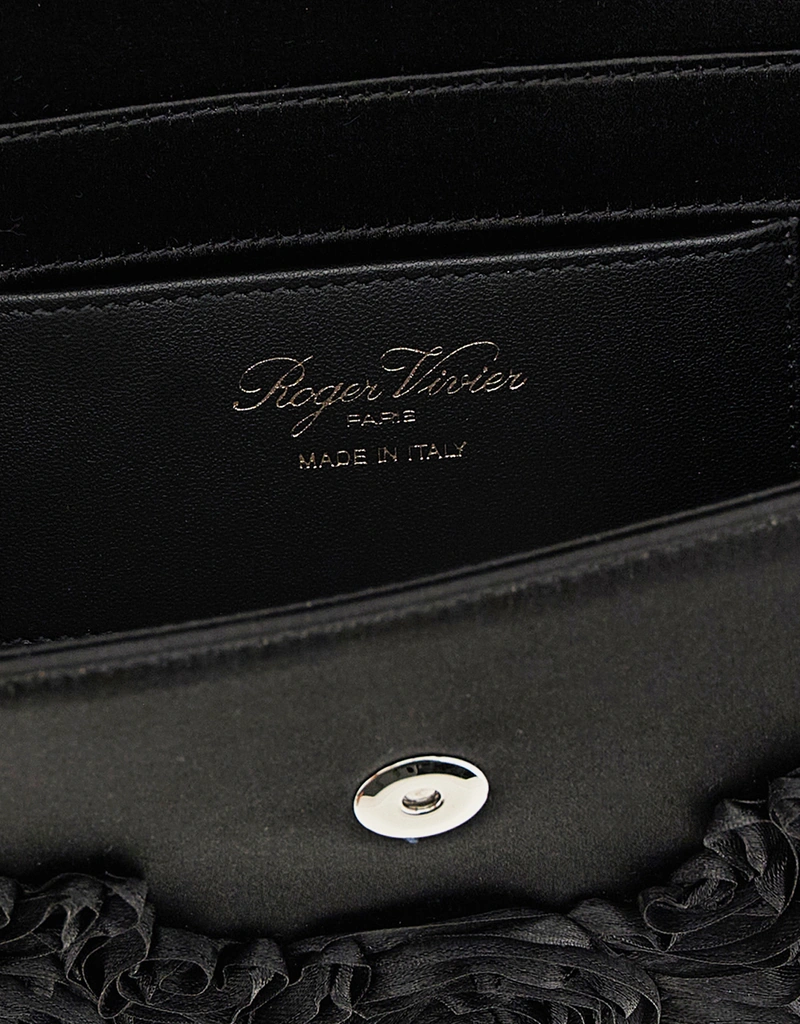 Roger Vivier Black Flower clutch bag Efflorescence () IFCHIC.COM