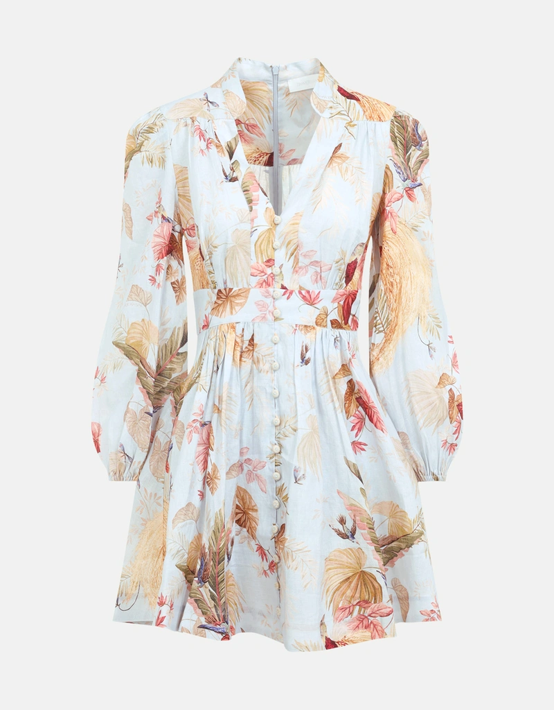 Zimmermann Ascension Linen V-Neck Mini Dress (Dresses) IFCHIC.COM