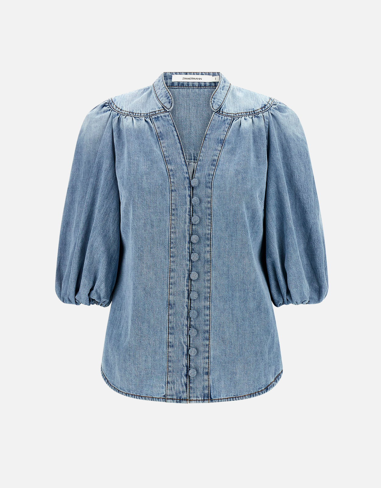 Zimmermann Lucky Denim Blouse (Denim,Denim Tops) IFCHIC.COM