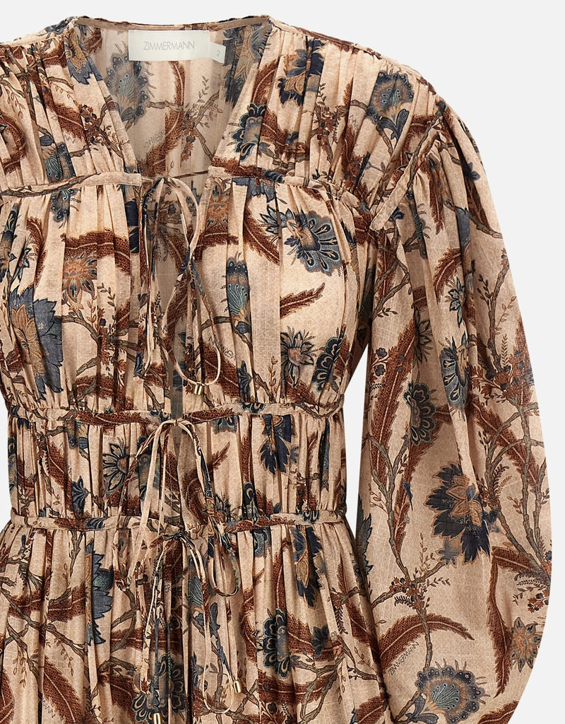 knee length dresses for ladies ZIMMERMANN Tan Leopard Linen Maxi Dress (Sz.4) main image 0