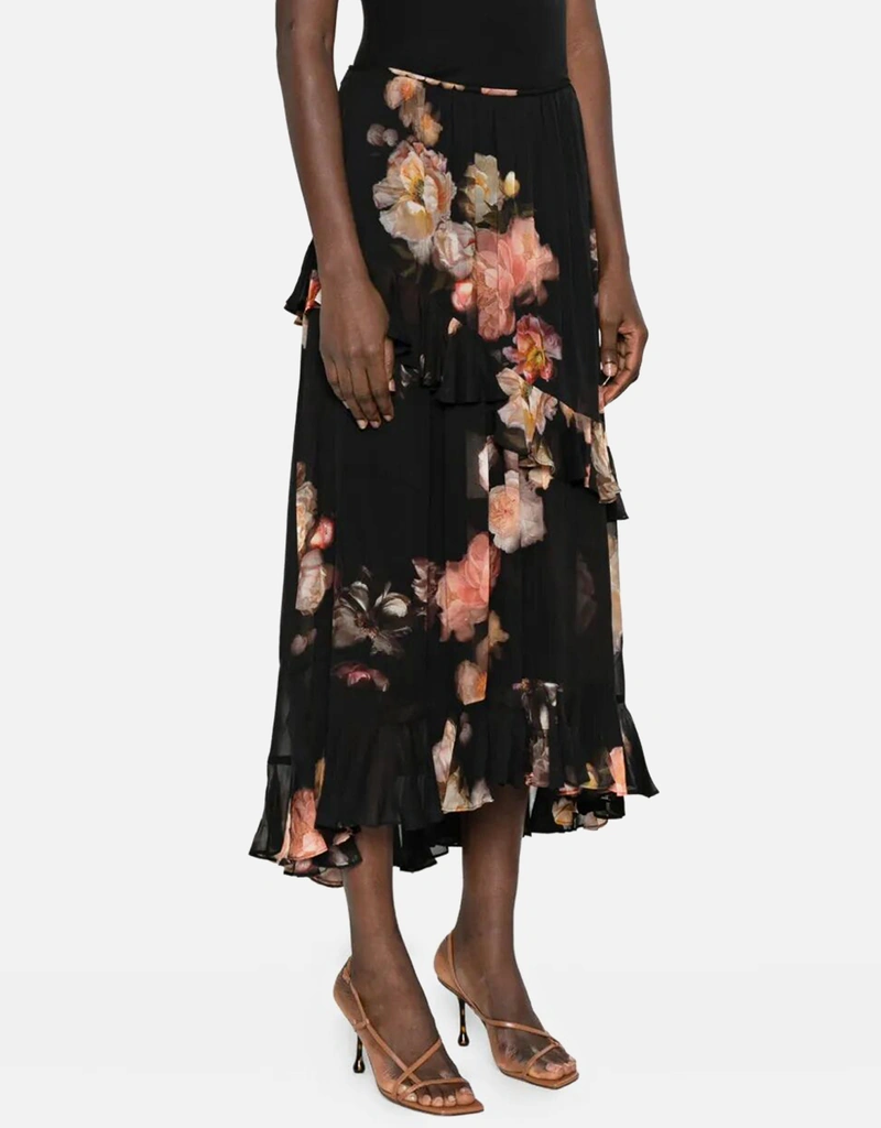 knee length dresses for ladies Zimmermann Crush Asymmetrical Midi Dress Yellow Floral