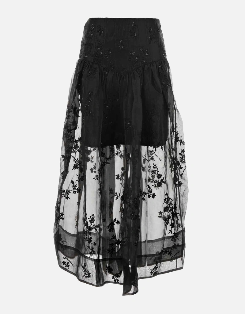 Ganni Organza Midi Skirt (ドレス,ミッドレングススカート) IFCHIC.COM