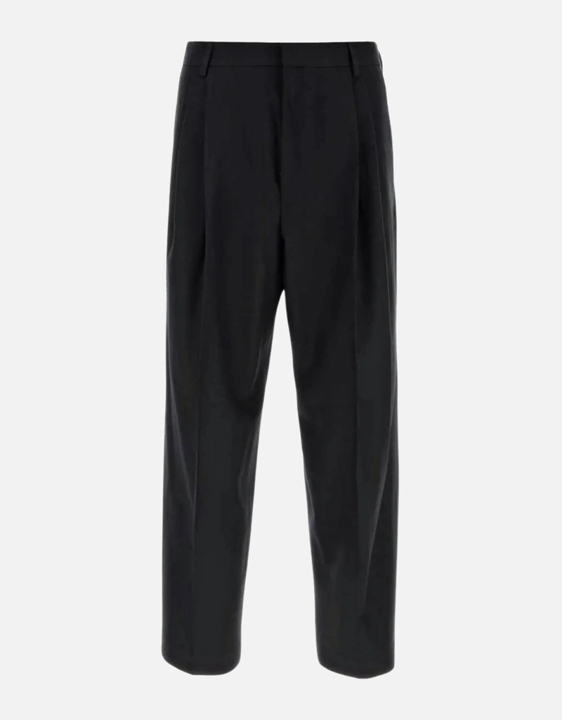 Dries Van Noten メンズ ウール プリーツ ストレートレッグ パンツ