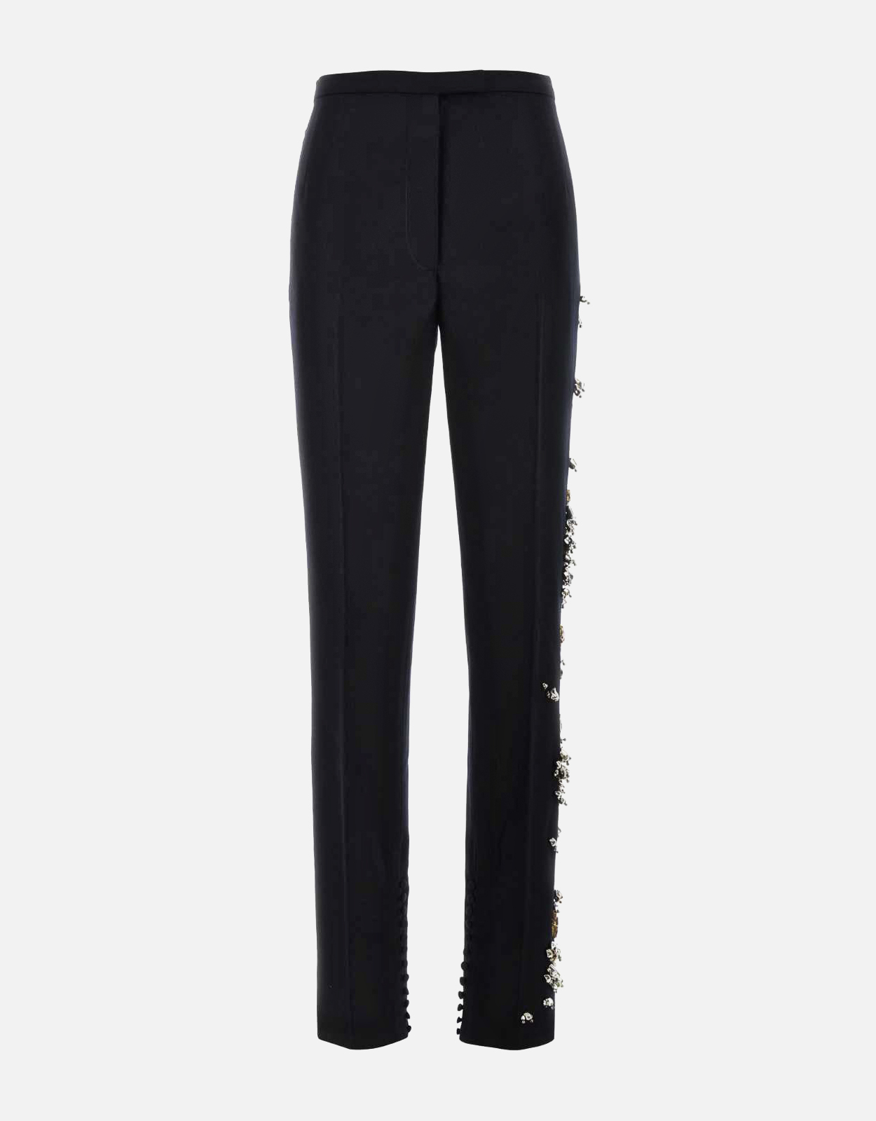 Dries Van Noten ネイビーブルー純毛装飾パンツ (パンツ,ワイドパンツ