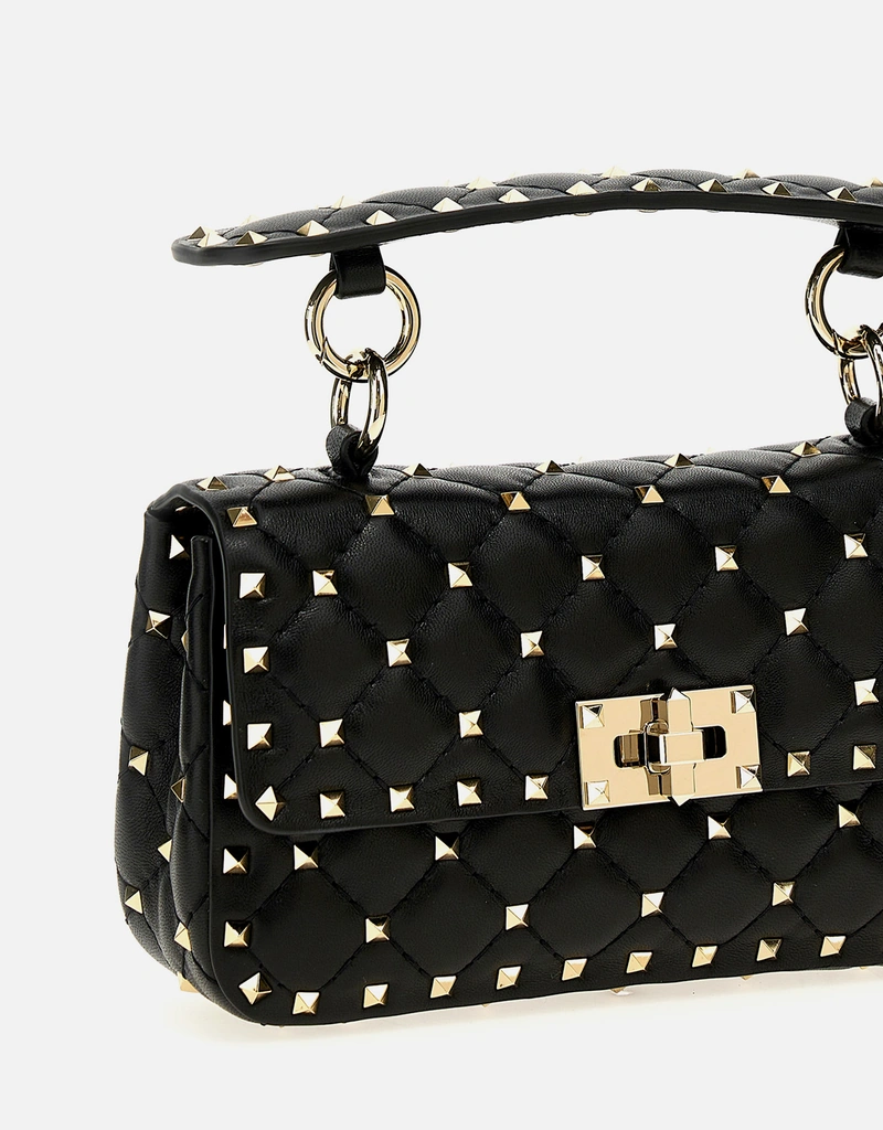 VALENTINO GARAVANI ロックスタッズ スパイク ミディアムバッグ Small Nappa Rockstud Spike Bag for Woman in Black | Valentino US