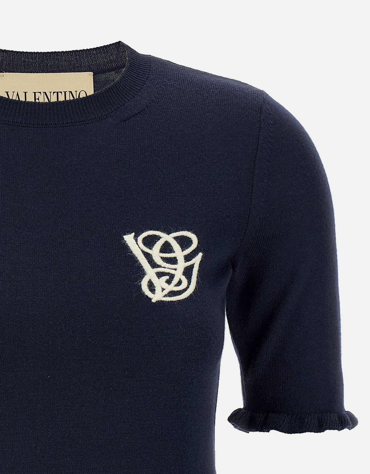 Valentino Garavani バージンウールVG刺繍半袖トップス (トップス,T
