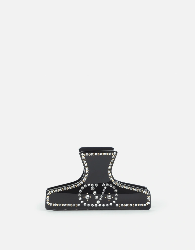 VALENTINO ヘアクリップ ブラック Valentino Garavani ミニスタッズ＆クリスタル装飾 ヘアクリップ