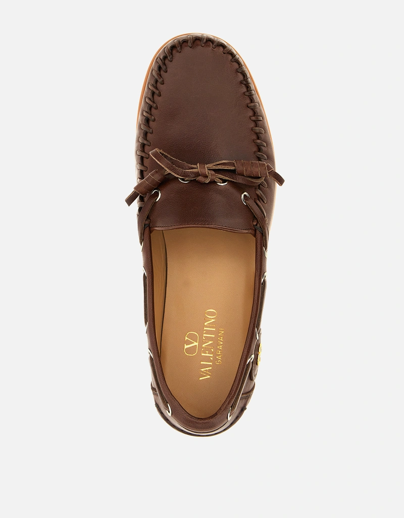 Valentino Garavani Men's Palm Avenue Buffalo Leather Boat Shoes