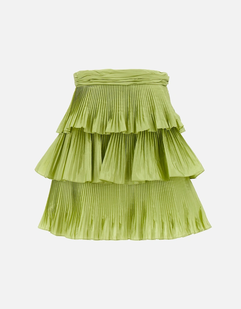 Valentino Garavani ミニシルクプリーツフリルスカート (ドレス,ミニ