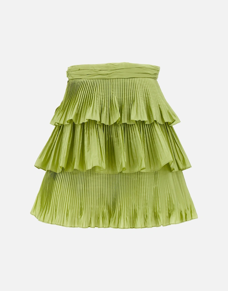 Valentino Garavani ミニシルクプリーツフリルスカート (ドレス,ミニ