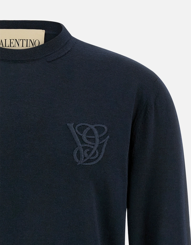 Valentino Garavani メンズ初剪ウールロゴ刺繍セーター (ニットウェア