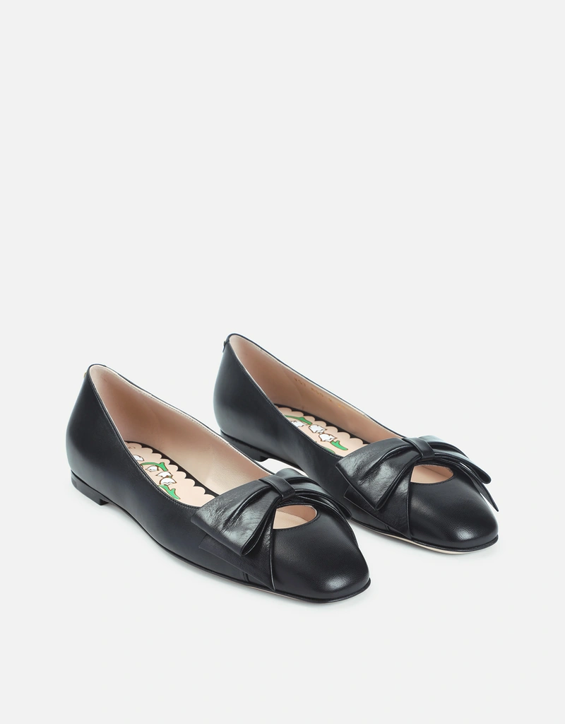 Valentino Garavani レザー ボウ バレエフラット (すべての新品