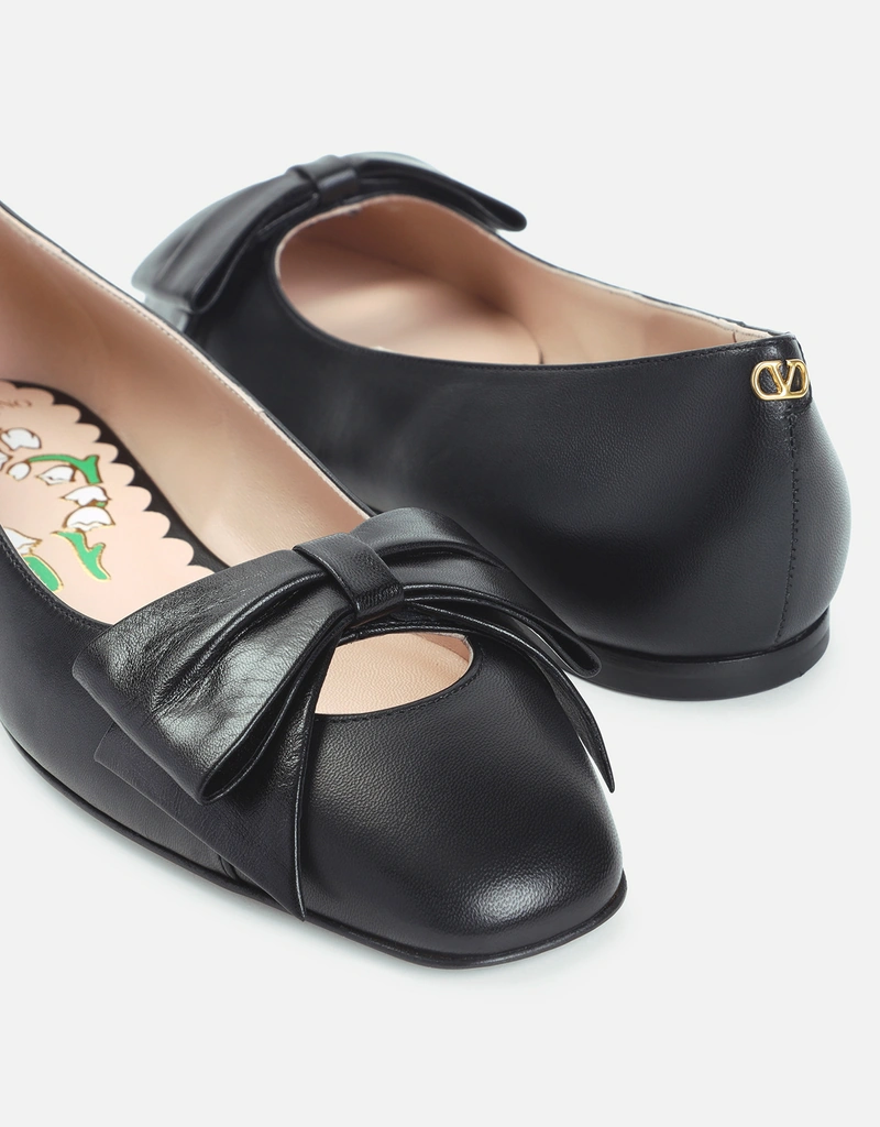 Valentino Garavani レザー ボウ バレエフラット (すべての新品