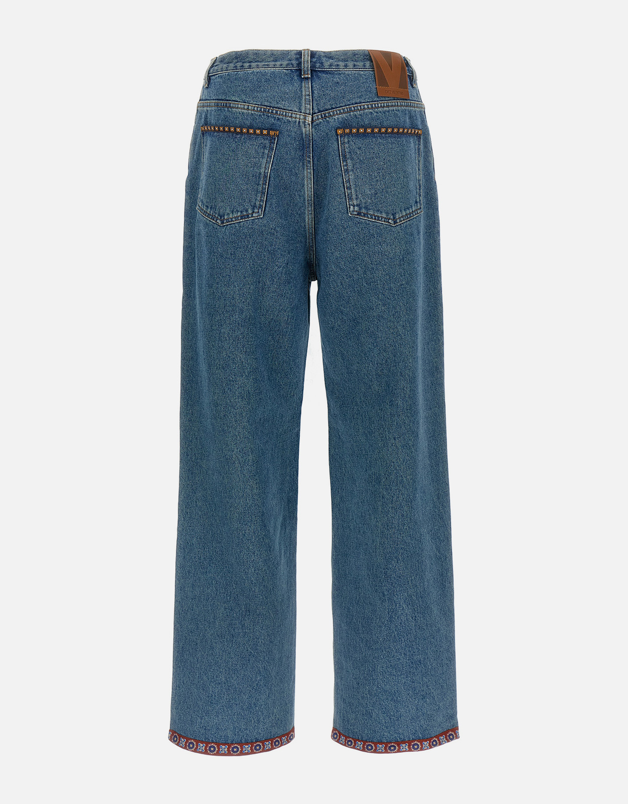Valentino Garavani メンズコットンデニムフローラルインサート