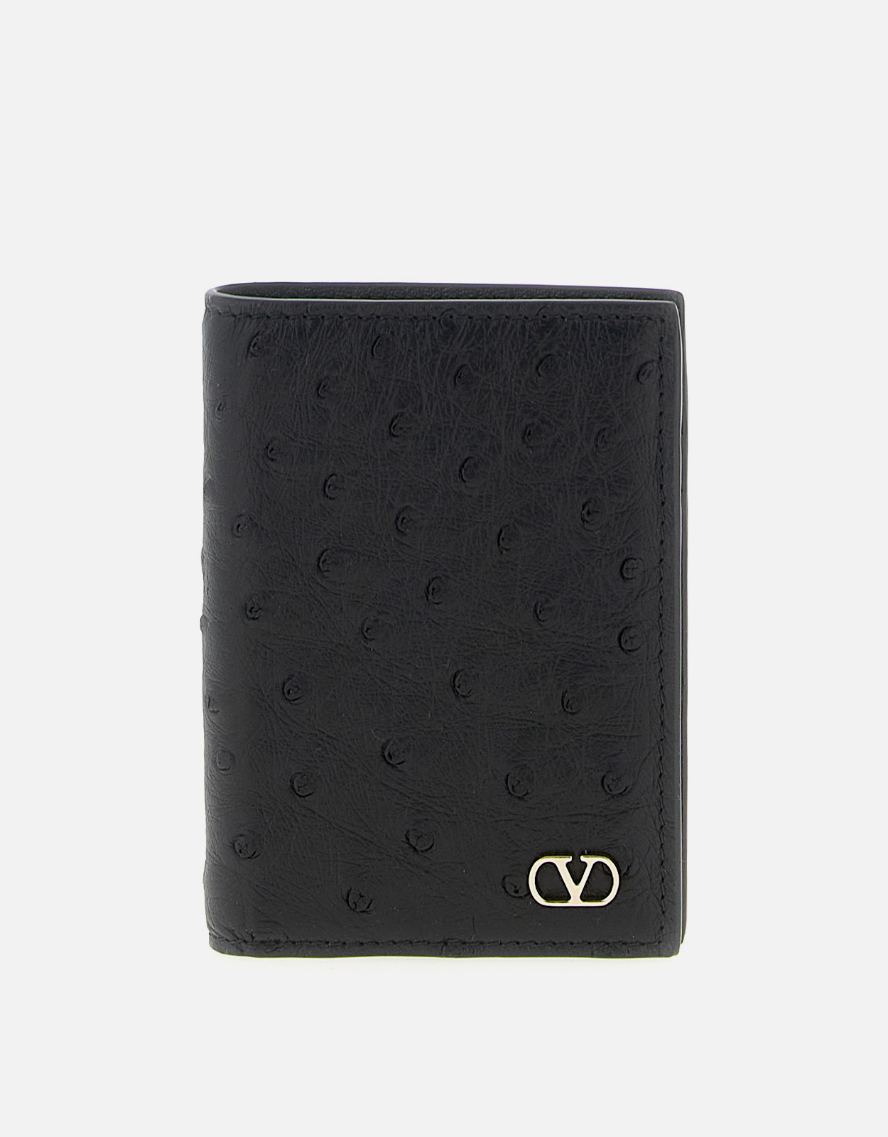 VALENTINO Valentino Garavani Men's Ostrich Leather Vlogo Signature Cardholder　ヴァレンティノ ガラヴァーニ メンズ オーストリッチ レザー Vlogo シグネチャー カードホルダー