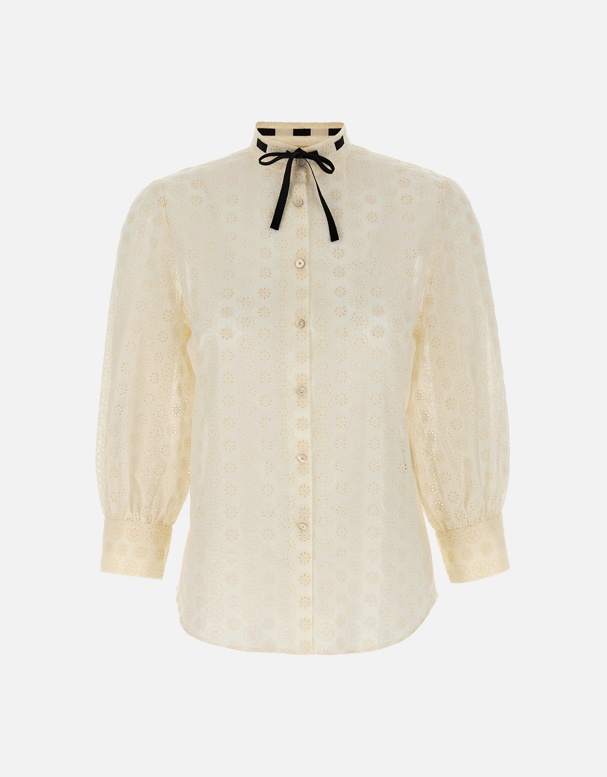 Valentino Garavani シャツサンガロ 綿 デイジー 水玉柄 マンダリン