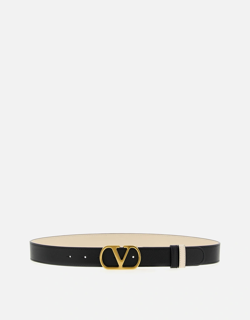 Valentino Garavani カーフスキンレザーVLogoリバーシブルベルト
