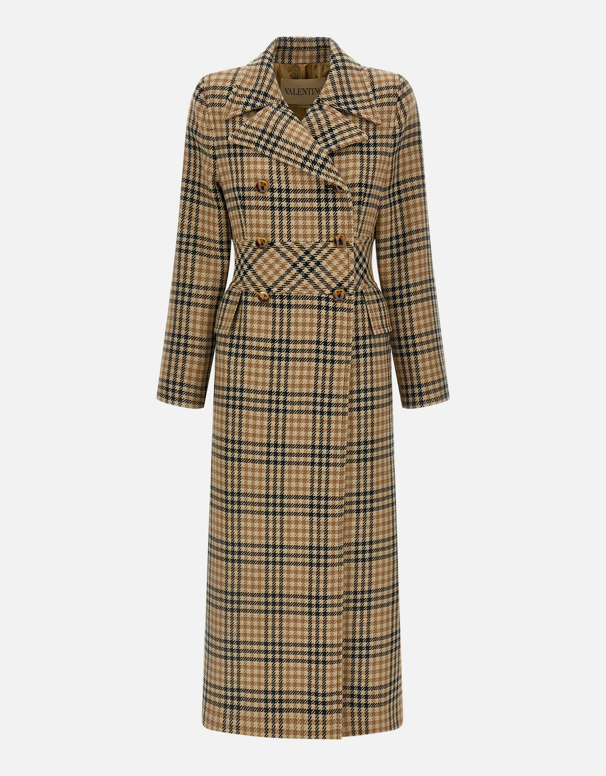 Valentino Garavani Virgin Wool Houndstooth Double-Breasted Long