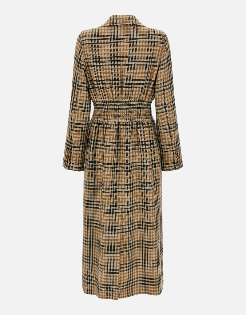 Valentino Garavani Virgin Wool Houndstooth Double-Breasted Long