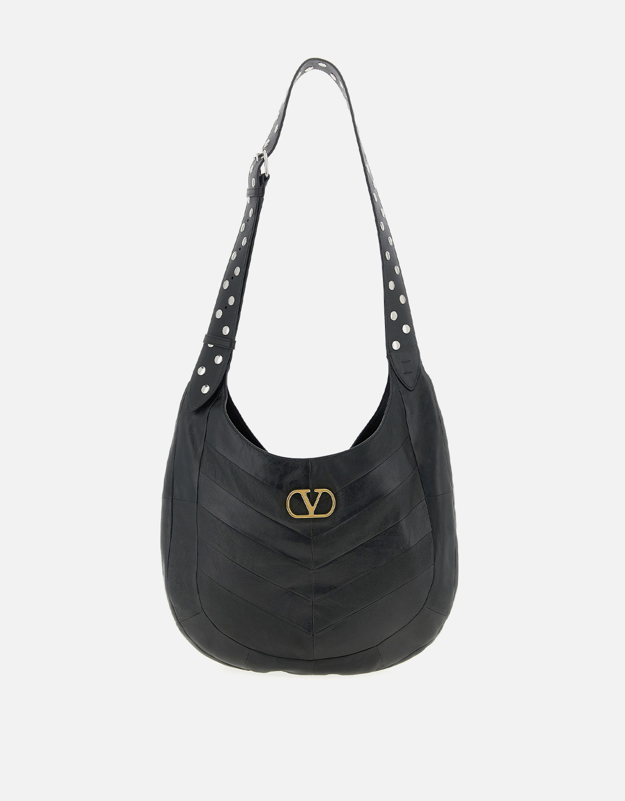 VALENTINO Valentino Garavani Unisex Hoboho Medium Lamb Leather Chevron Shoulder Bag　ヴァレンティノ ガラヴァーニ ユニセックス ホーボーホ ミディアム ラムレザー シェブロン 