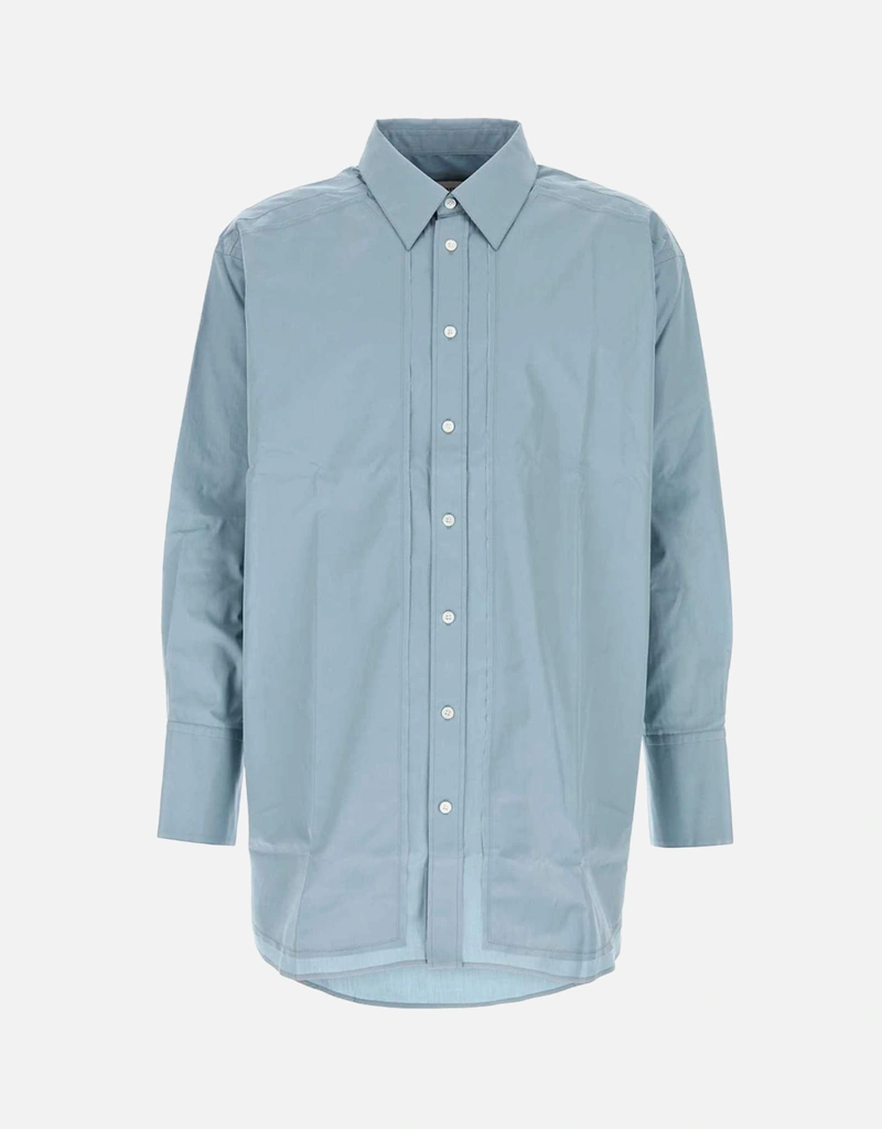 AMI Paris メンズライトブルーコットンポプリンルーズフィットシャツ