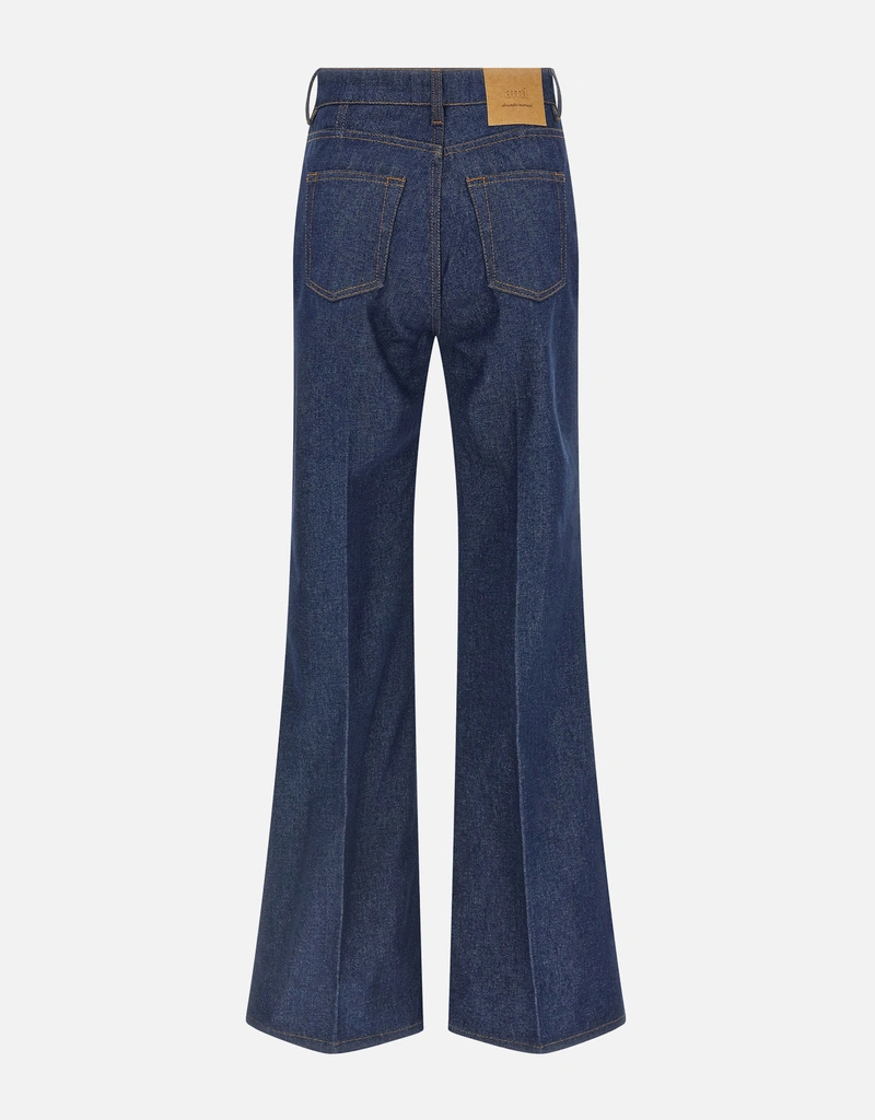 AMI Paris Blue Cotton Flare Fit Jeans () IFCHIC.COM