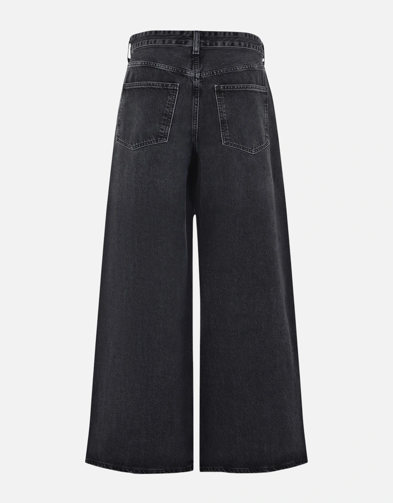 Agolde Vana Denim High-Rise Fold Wide-Leg Jeans (Denim,Jeans