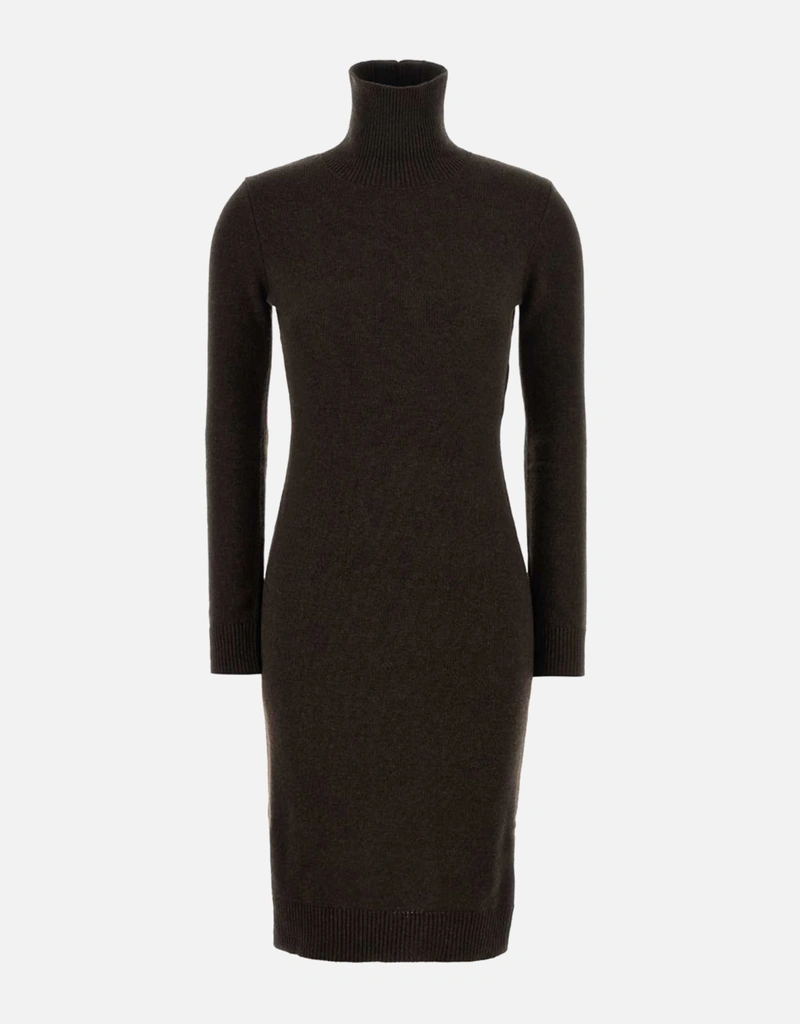 sachin and babi light blue dress Chocolate Brown Side Button Ribbed Midi Dress main image 0