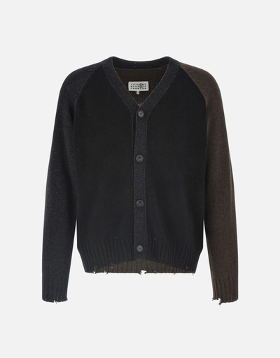 MM6 Maison Margiela　モチーフカーディガン○ MM6 Maison Margiela ダメージ カーディガン | ブラック | FARFETCH JP