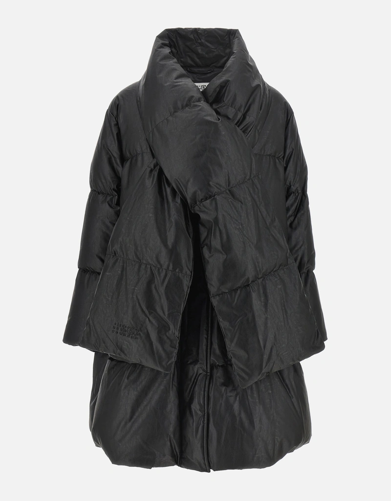 MM6 Maison Margiela Scarf Down Quilted Leather-Effect Coat (Coats