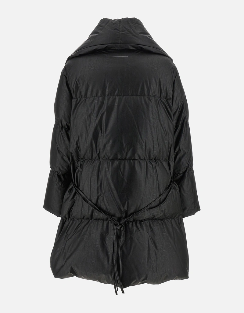 MM6 Maison Margiela スカーフ付きダウンキルティングレザー調コート