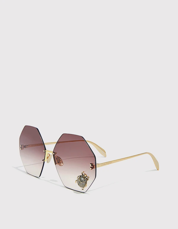 Alexander McQueen Gradient Lens Crystal Embellished Hexagonal Frame Sunglasses