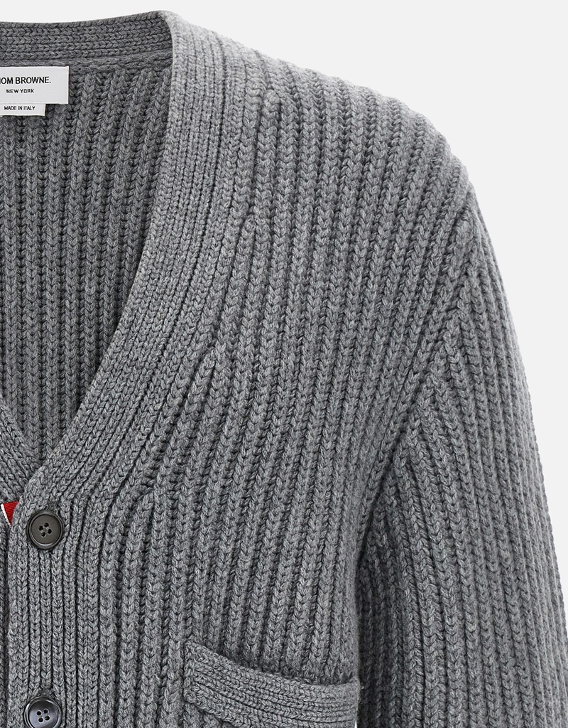 Thom Browne メンズ RWBストライプ カシミヤ Vネック カーディガン