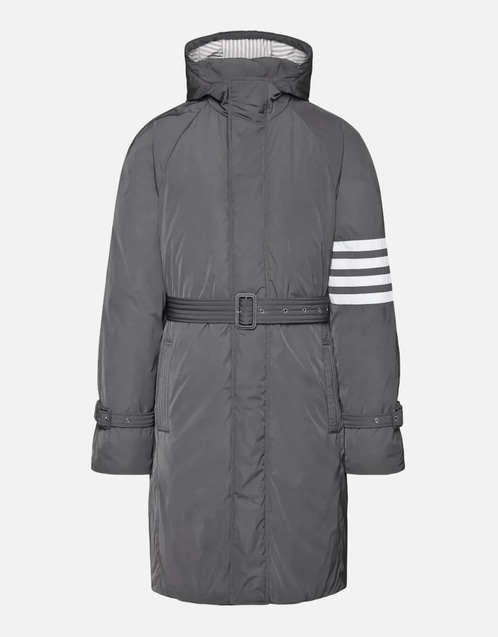 THOM BROWNE クラシック四本ライン フーデッド ダウンジャケット Thom