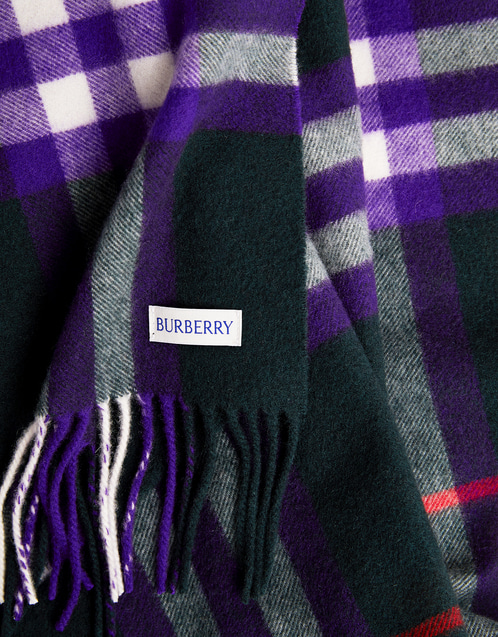 BURBERRY パープル カシミヤ マフラー aq12592 Burberry Cashmere Wide Check Scarf () IFCHIC.COM