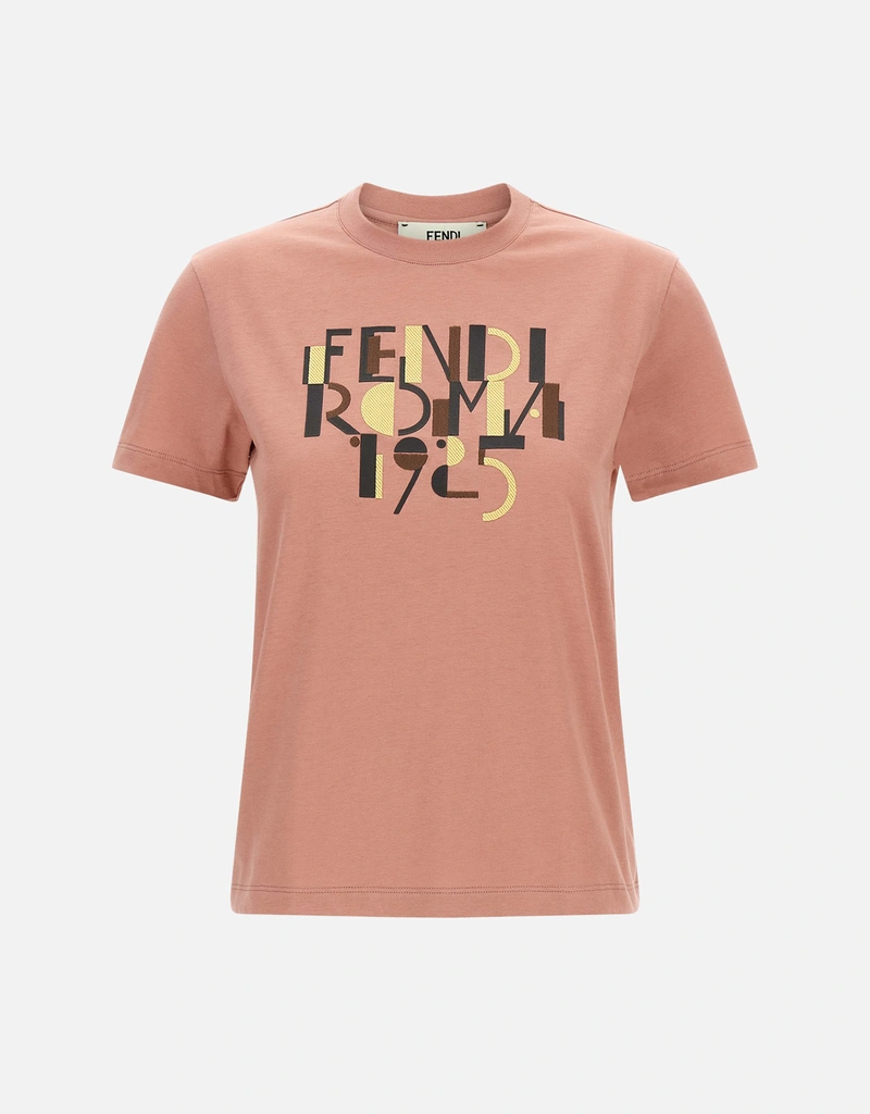 FENDI ピンクTシャツ Fendi Pink cotton T-shirt with logo print (Tops,T-shirts) IFCHIC.COM