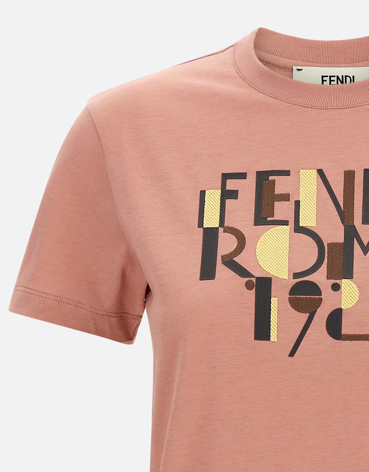Fendi Pink cotton T-shirt with logo print (Tops,T-shirts) IFCHIC.COM